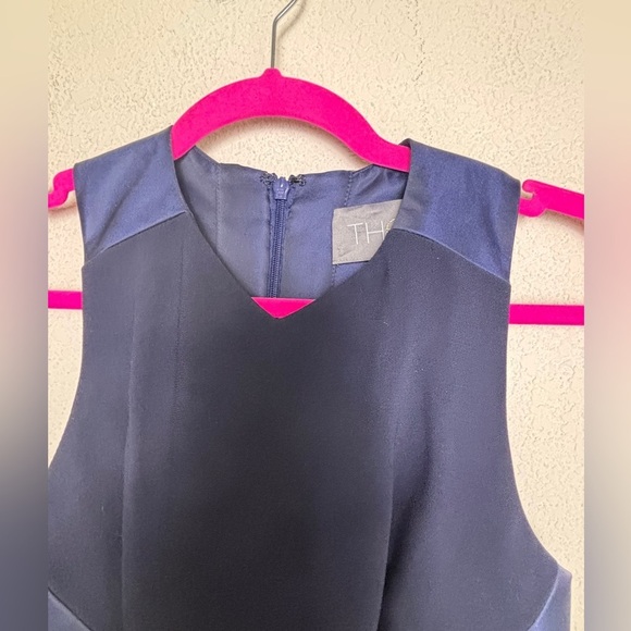 Theia Navy & White Nautical Stripe Jacquard Taffeta Full Skirt Formal Gown 4 - Picture 6 of 14